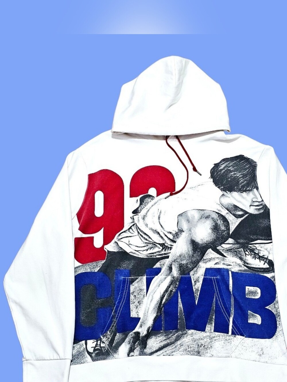 Polo by Ralph Lauren White Hoodie with Red 92 & Blue CLIMB Graphic
